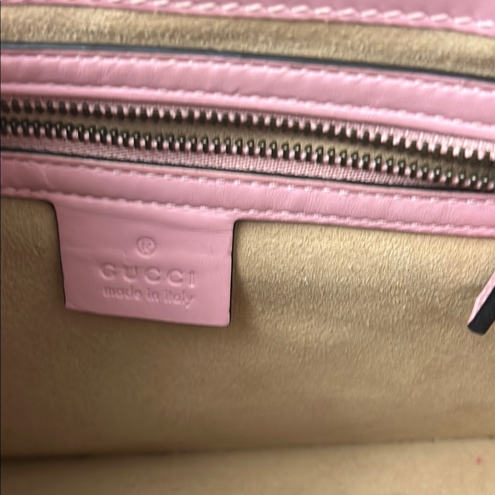 . GUCCI Queen Margaret Pink Bee Lea Satchel; - Picture 10 of 15